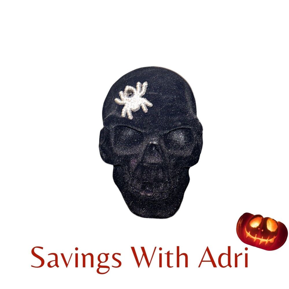 Halloween Decoration Large Black Velvet Skull 6 x 5 x 5"